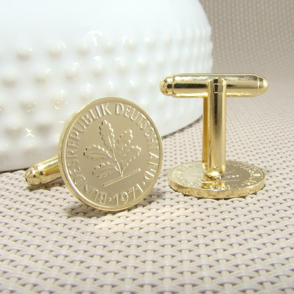 Manchetknopen Duitsland gemaakt van 1 Pfennig 1971
