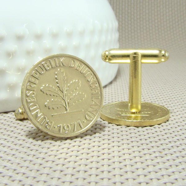 Manchetknopen Duitsland gemaakt van 2 Pfennig 1971