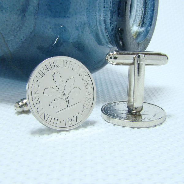 Manchetknopen Duitsland gemaakt van 5 Pfennig 1971