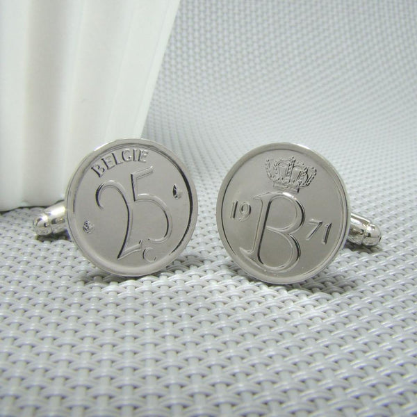 Manchetknopen België gemaakt van 25 Cent 1971