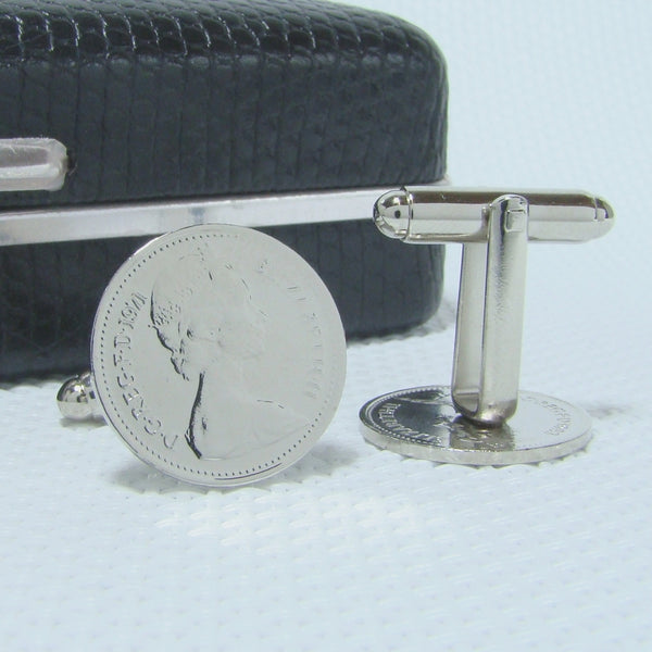 Manchetknopen gemaakt van Engeland Half New Penny 1971