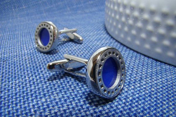 Manchetknopen Cirkel Helder blauw