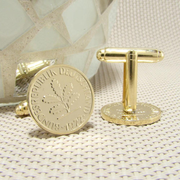 Manchetknopen Duitsland gemaakt van 1 Pfennig 1972