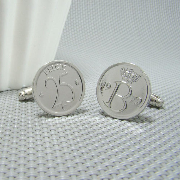 Manchetknopen België gemaakt van 25 Cent 1972