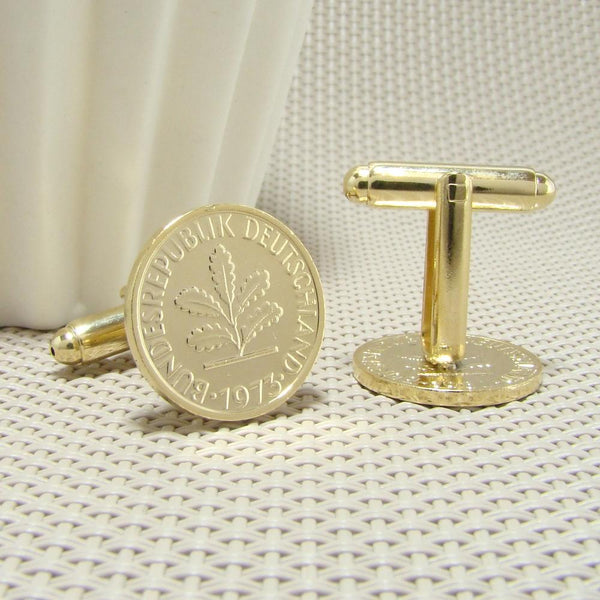 Manchetknopen Duitsland gemaakt van 1 Pfennig 1973