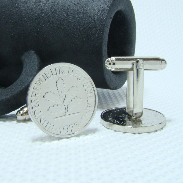 Manchetknopen Duitsland gemaakt van 5 Pfennig 1973