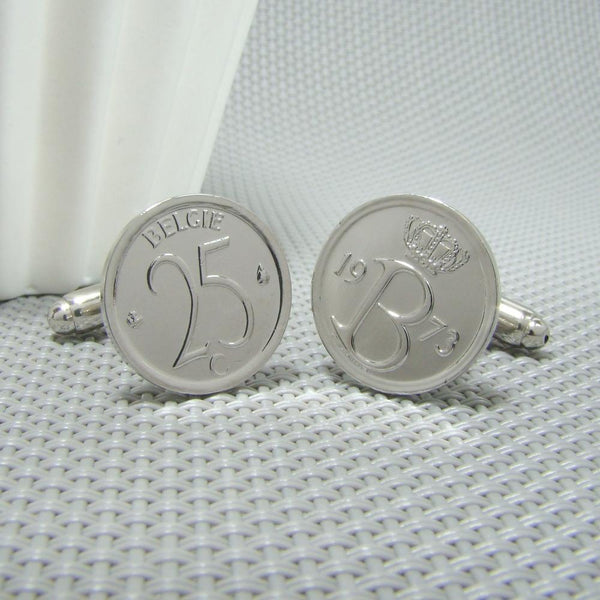 Manchetknopen België gemaakt van 25 Cent 1973