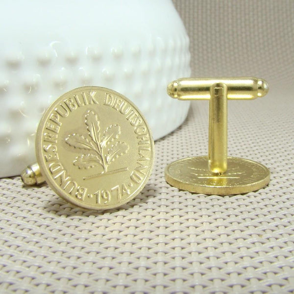 Manchetknopen Duitsland gemaakt van 2 Pfennig 1974