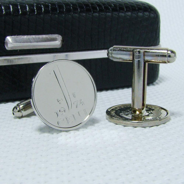 Manchetknopen gemaakt van 1 cent 1974