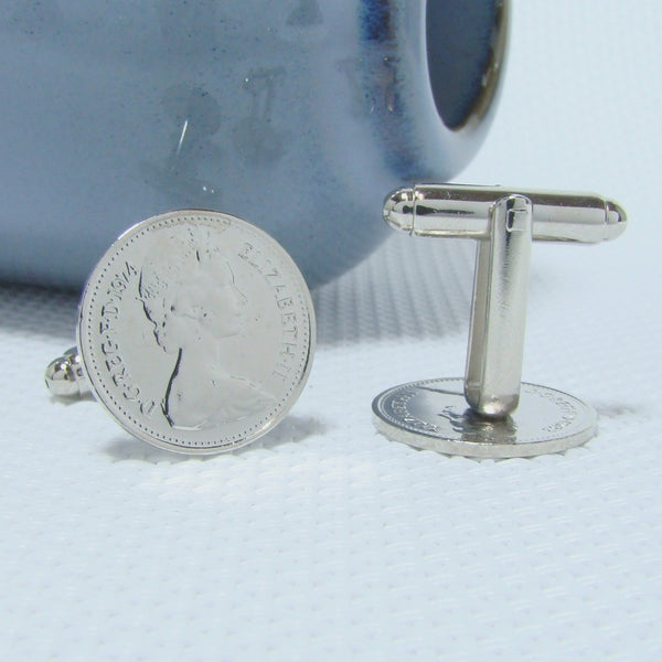 Manchetknopen gemaakt van Engeland Half New Penny 1974