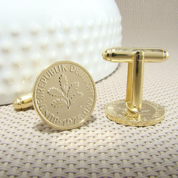 Manchetknopen Duitsland gemaakt van 1 Pfennig 1975