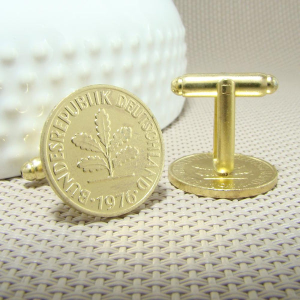 Manchetknopen Duitsland gemaakt van 2 Pfennig 1976