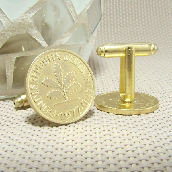 Manchetknopen Duitsland gemaakt van 2 Pfennig 1977