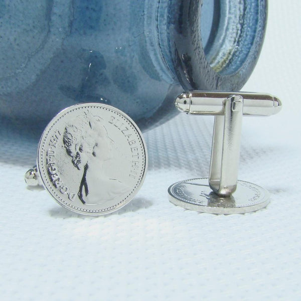 Manchetknopen gemaakt van Engeland Half New Penny 1977