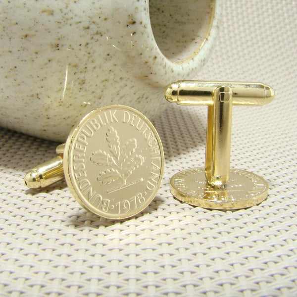 Manchetknopen Duitsland gemaakt van 1 Pfennig 1978
