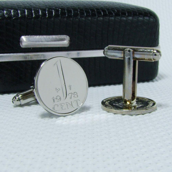 Manchetknopen gemaakt van 1 cent 1978