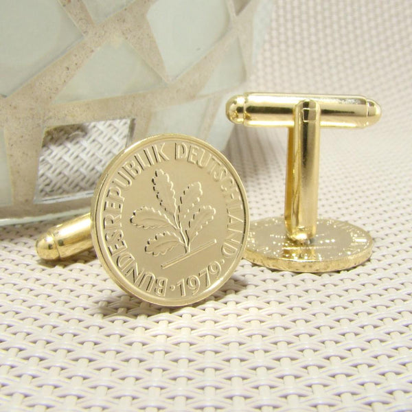 Manchetknopen Duitsland gemaakt van 1 Pfennig 1979