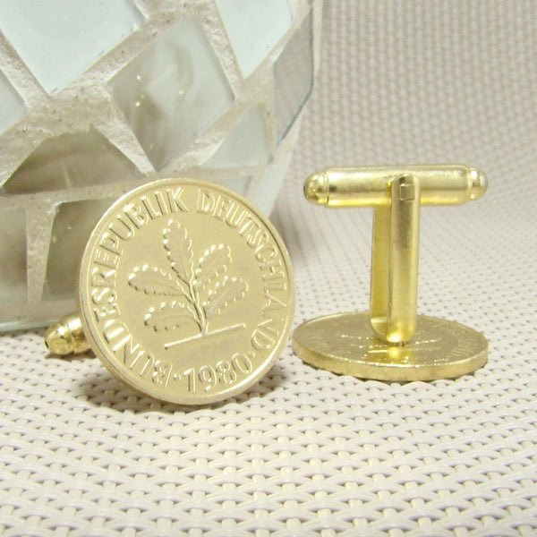 Manchetknopen Duitsland gemaakt van 2 Pfennig 1980