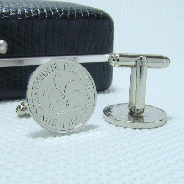 Manchetknopen Duitsland gemaakt van 5 Pfennig 1980