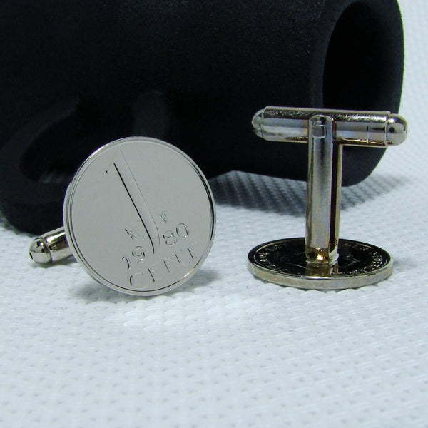 Manchetknopen gemaakt van 1 cent 1980