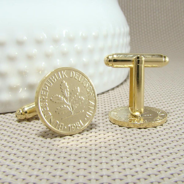 Manchetknopen Duitsland gemaakt van 1 Pfennig 1981