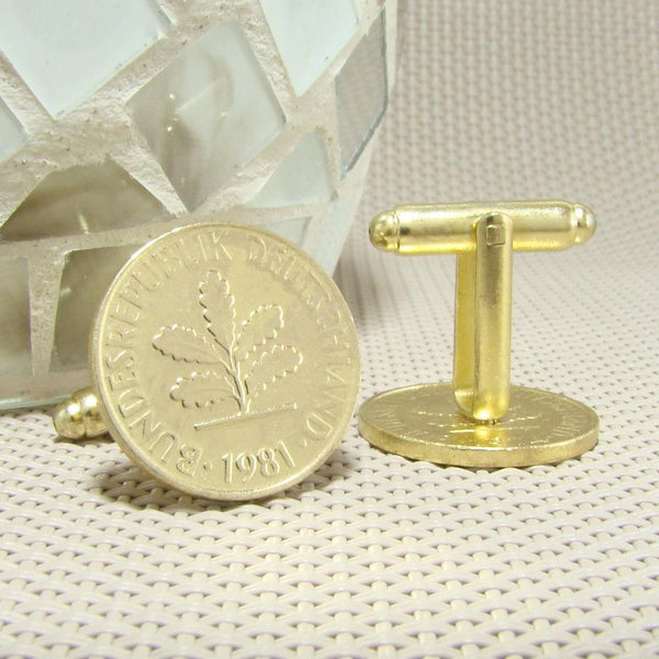Manchetknopen Duitsland gemaakt van 2 Pfennig 1981