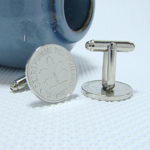 Manchetknopen Duitsland gemaakt van 5 Pfennig 1981