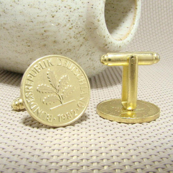 Manchetknopen Duitsland gemaakt van 2 Pfennig 1982