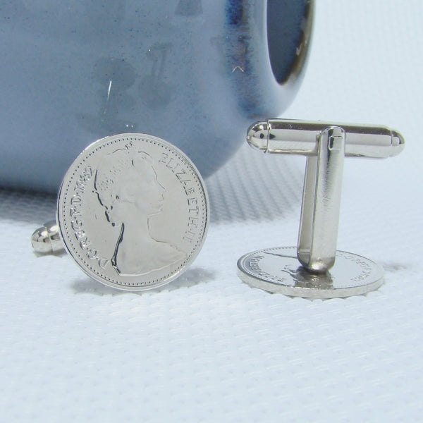 Manchetknopen gemaakt van Engeland Half New Penny 1982