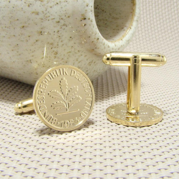 Manchetknopen Duitsland gemaakt van 1 Pfennig 1983