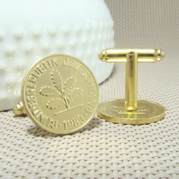 Manchetknopen Duitsland gemaakt van 2 Pfennig 1983