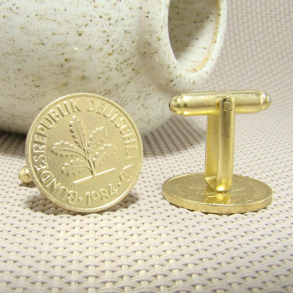 Manchetknopen Duitsland gemaakt van 2 Pfennig 1984