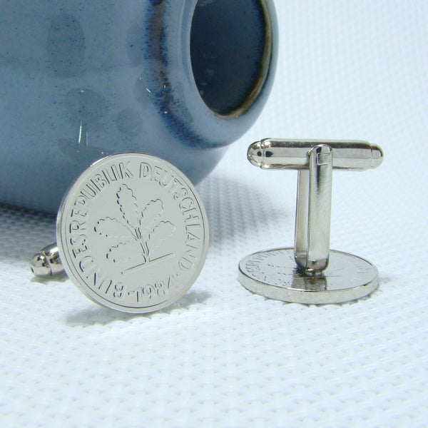 Manchetknopen Duitsland gemaakt van 5 Pfennig 1984