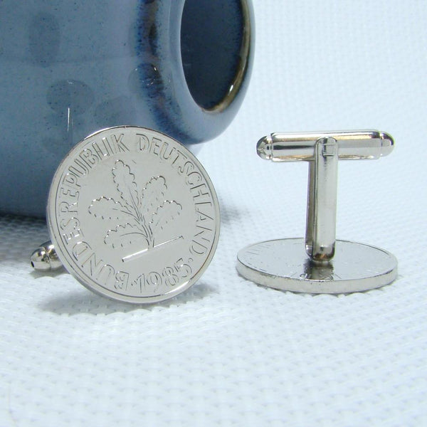 Manchetknopen Duitsland gemaakt van 50 Pfennig 1985