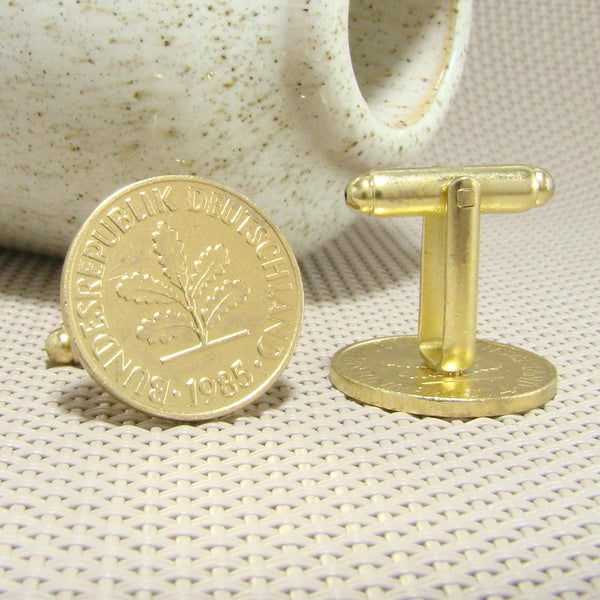 Manchetknopen Duitsland gemaakt van 2 Pfennig 1985