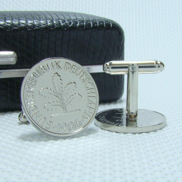 Manchetknopen Duitsland gemaakt van 10 Pfennig 1986
