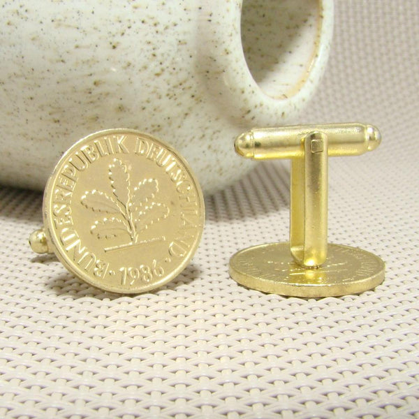 Manchetknopen Duitsland gemaakt van 2 Pfennig 1986
