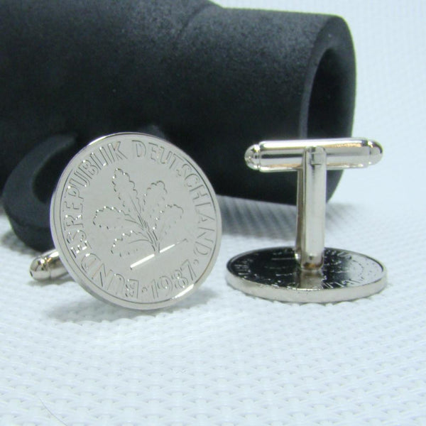 Manchetknopen Duitsland gemaakt van 10 Pfennig 1987
