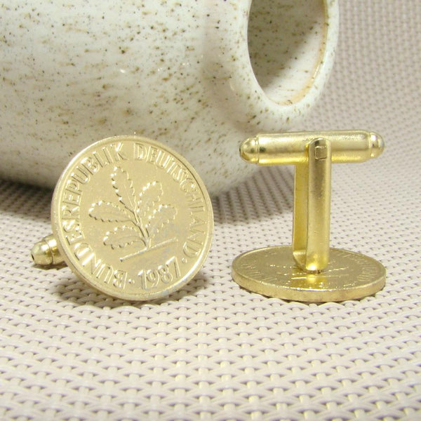 Manchetknopen Duitsland gemaakt van 2 Pfennig 1987