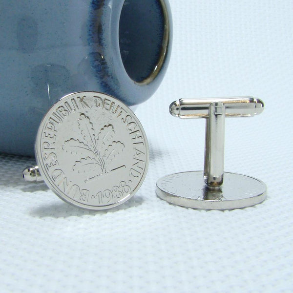 Manchetknopen Duitsland gemaakt van 10 Pfennig 1988