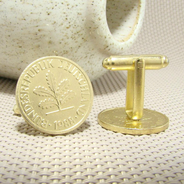 Manchetknopen Duitsland gemaakt van 2 Pfennig 1988