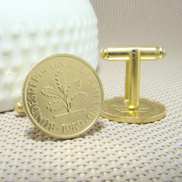 Manchetknopen Duitsland gemaakt van 2 Pfennig 1989