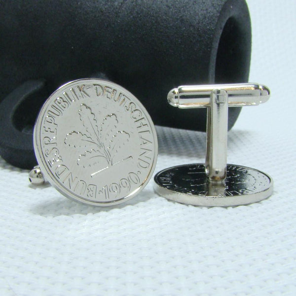 Manchetknopen Duitsland gemaakt van 10 Pfennig 1990