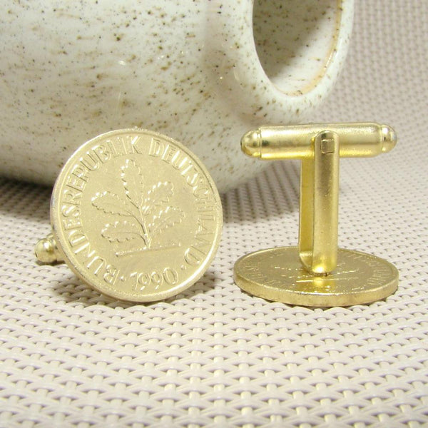 Manchetknopen Duitsland gemaakt van 2 Pfennig 1990