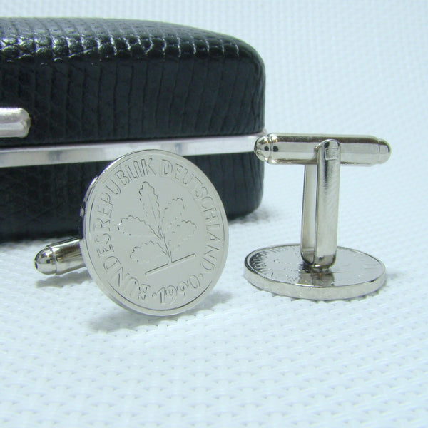 Manchetknopen Duitsland gemaakt van 5 Pfennig 1990