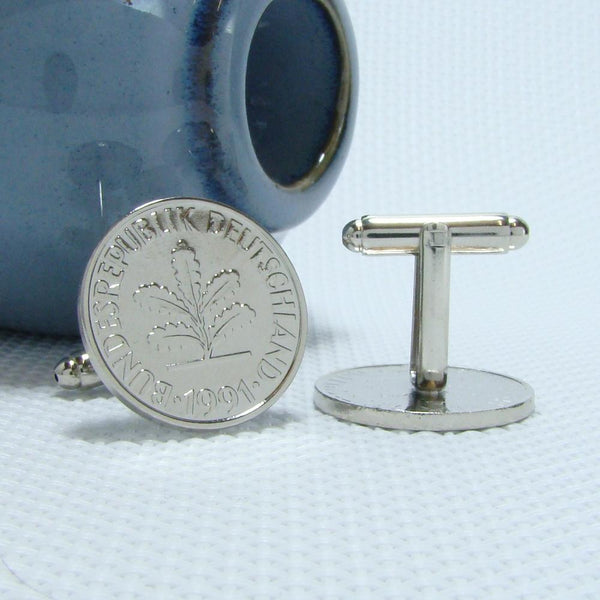 Manchetknopen Duitsland gemaakt van 50 Pfennig 1991