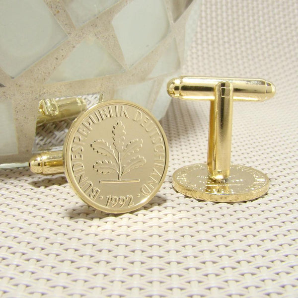 Manchetknopen Duitsland gemaakt van 1 Pfennig 1992