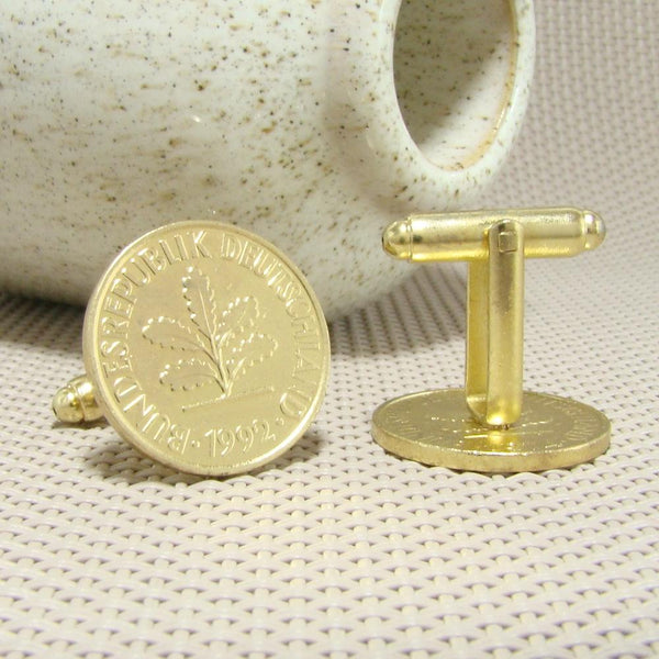 Manchetknopen Duitsland gemaakt van 2 Pfennig 1992