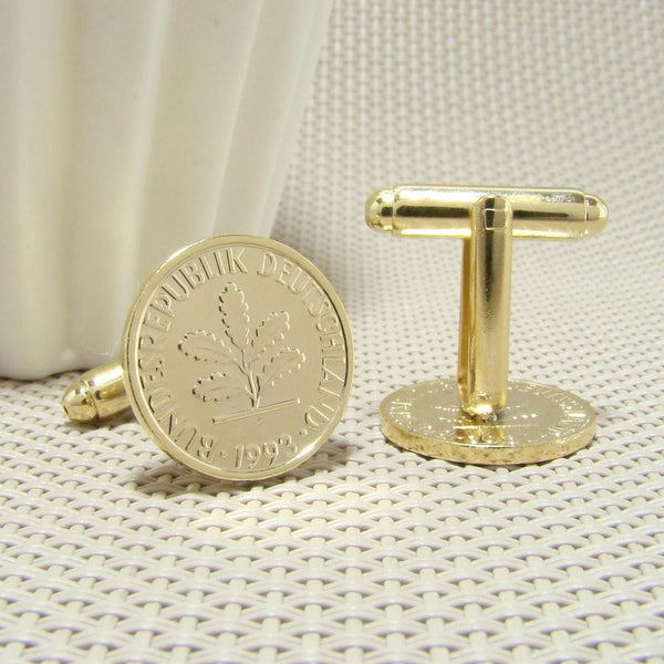 Manchetknopen Duitsland gemaakt van 1 Pfennig 1993