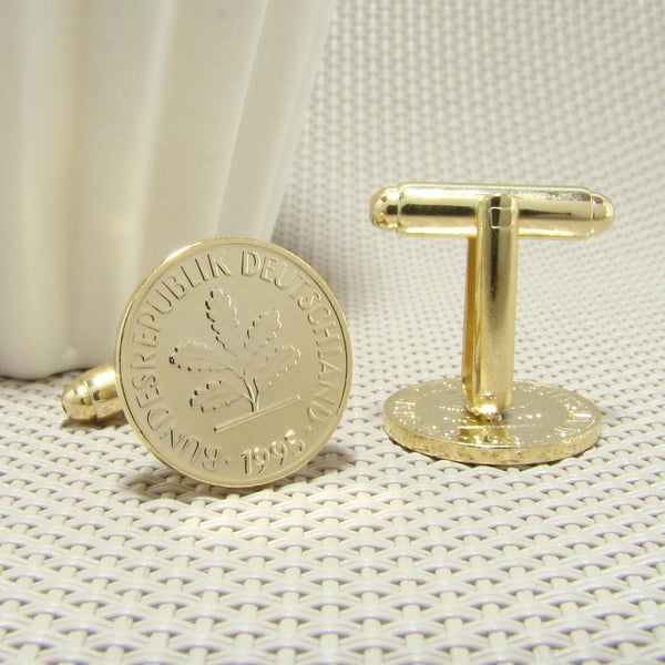 Manchetknopen Duitsland gemaakt van 1 Pfennig 1995